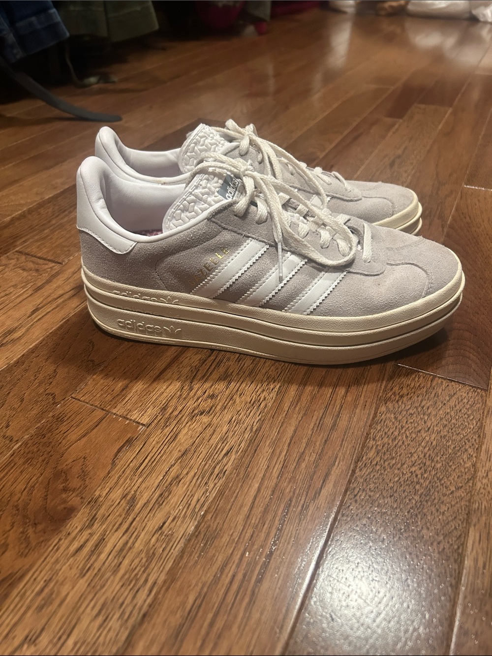 adidas Women’s Suede Platform Sneakers in Light Beige/Cream